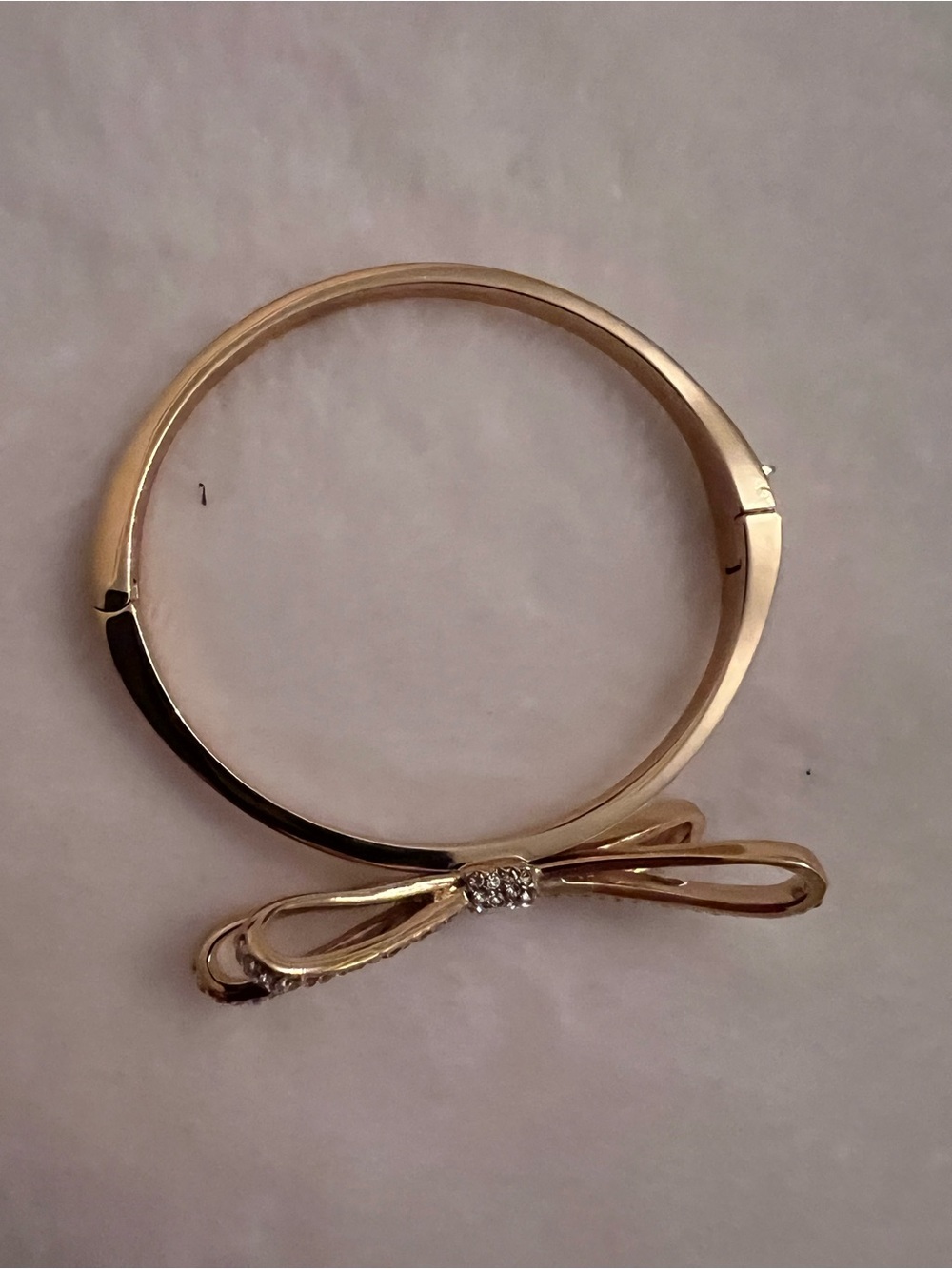 kate spade gold-tone bow crystal hinge bangle with teal box - Picture 3 of 3